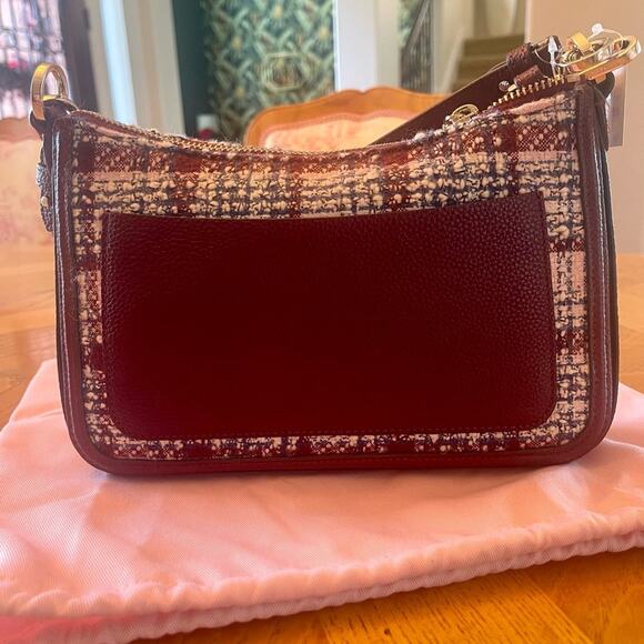 NWT Kate Spade medium Hudson tweed convertible bag in dark Merlot multi - Picture 4 of 13